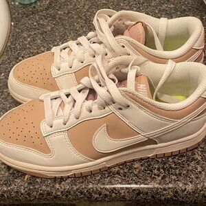 Women’s Nike Dunks Beige and White Sneakers size 5.5 worn once